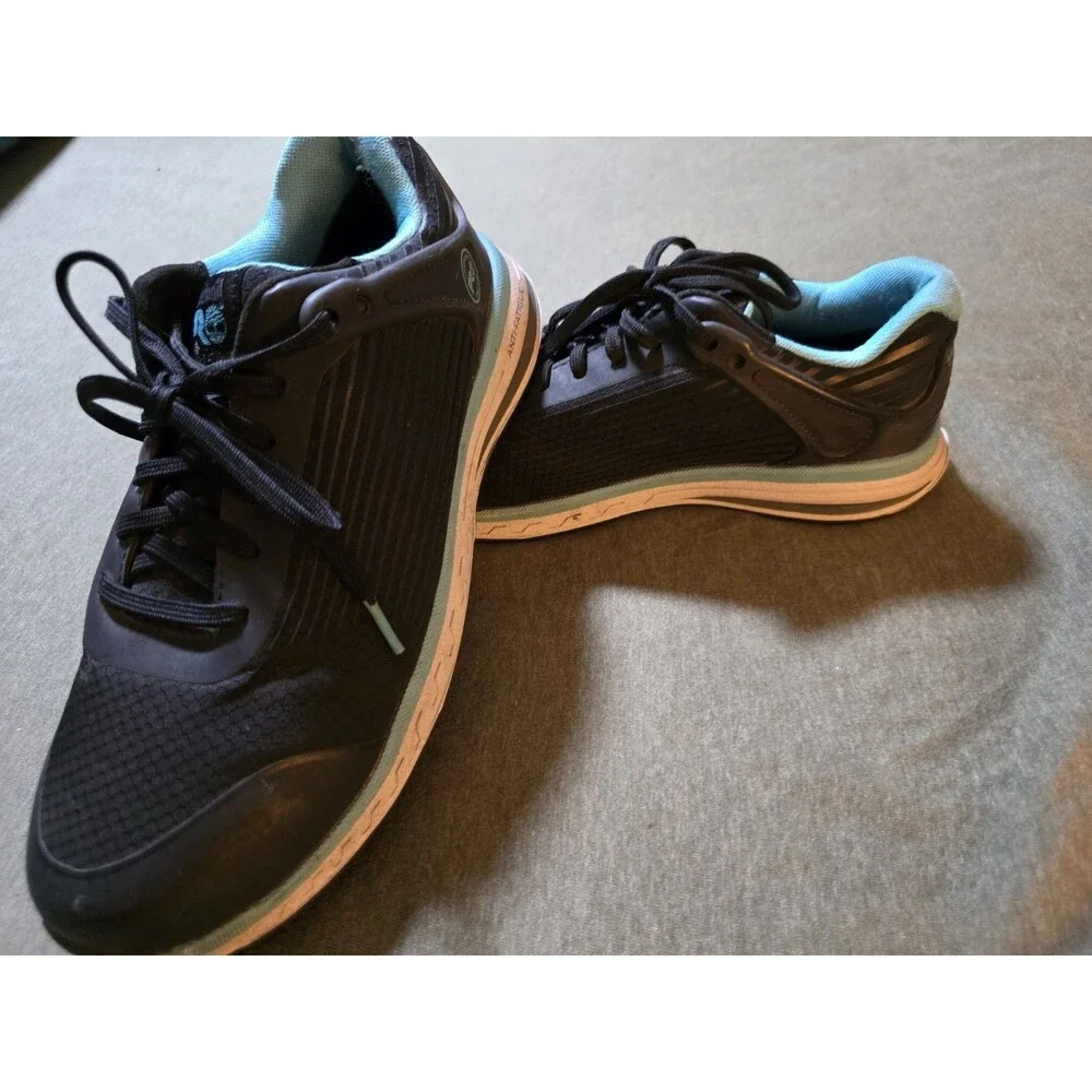 Timberland PRO Drivetrain Composite Safety Toe Work Shoes Black Teal Womens 8.5